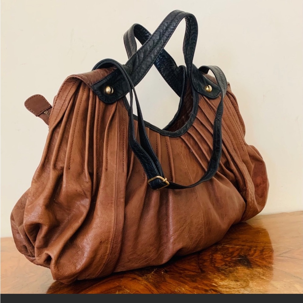 Schuler & sons Philadelphia for Anthropologie large leather pleated bag